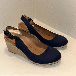 NEW Vionic Coralina Espadrille Wedge Slingback Shoes Size 8.5 Wide Width